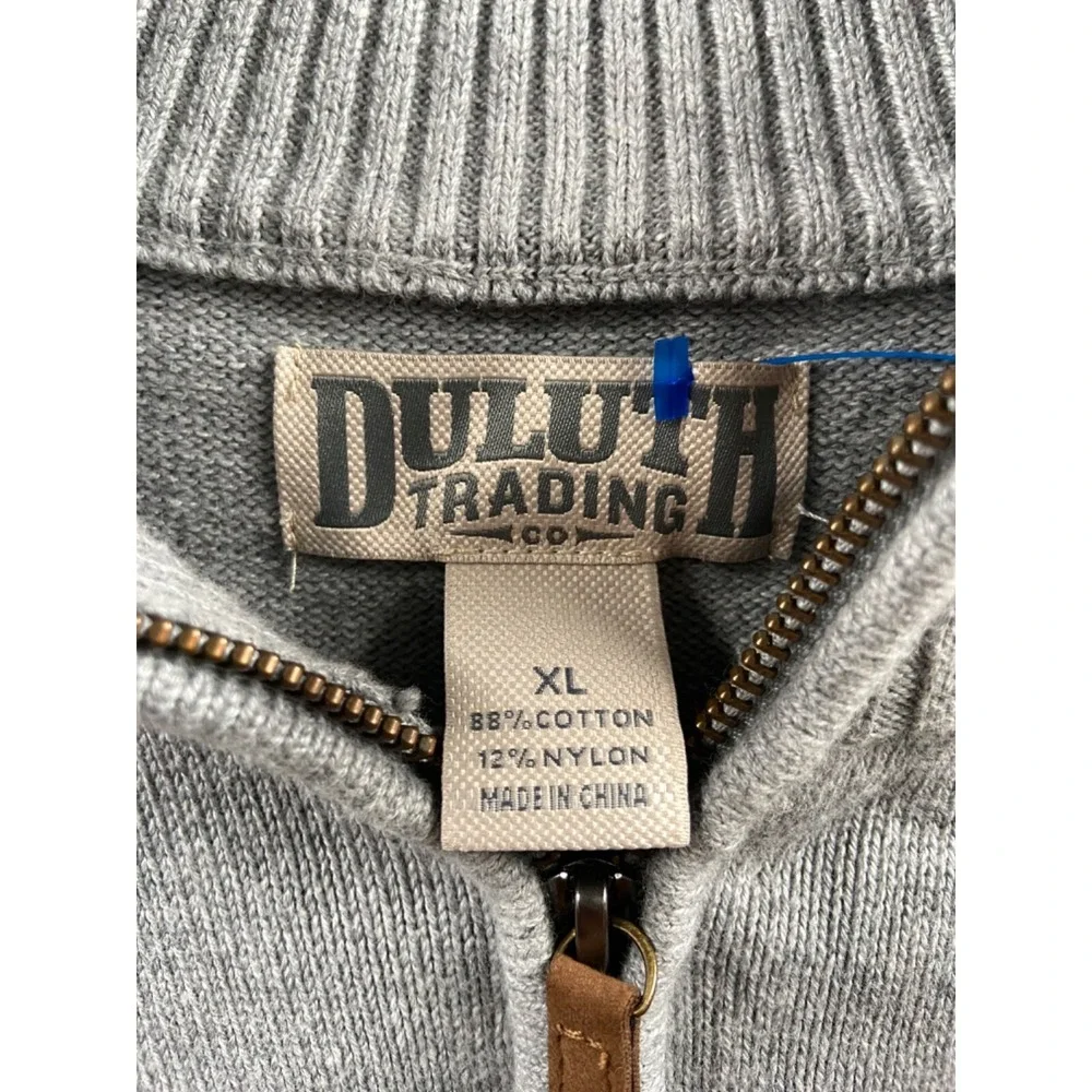 Duluth Trading Co Mens‎ XL Gray Cotton Blend Quarter Zip Long Sleeve Pullover